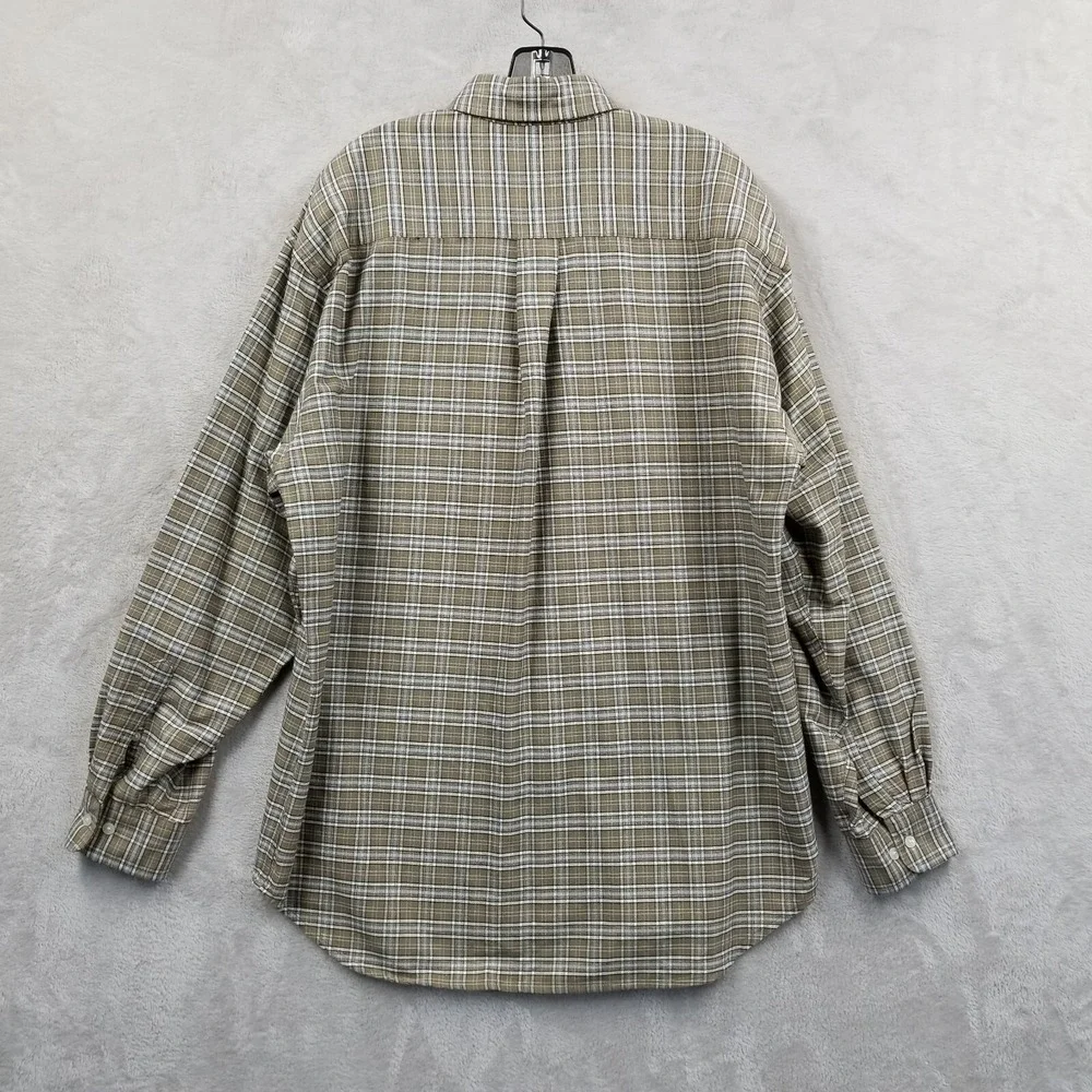 Banana Republic Shirt Men L Brown‎ Plaid Cotton Oxford Long Sleeve Dress Pocket